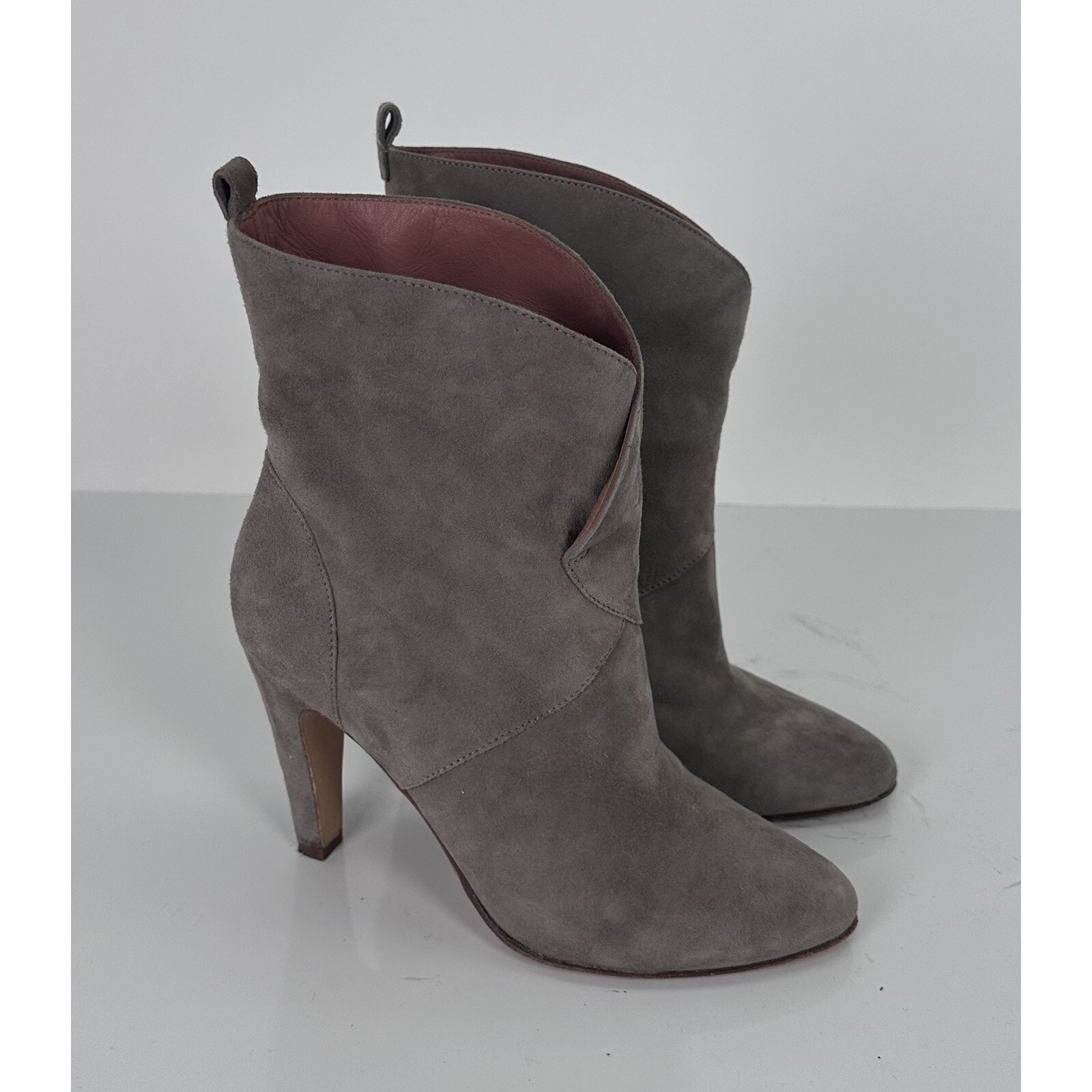 Sigerson Morrison Taupe Suede Ankle Boots Booties Sz 36.5 / 6.5